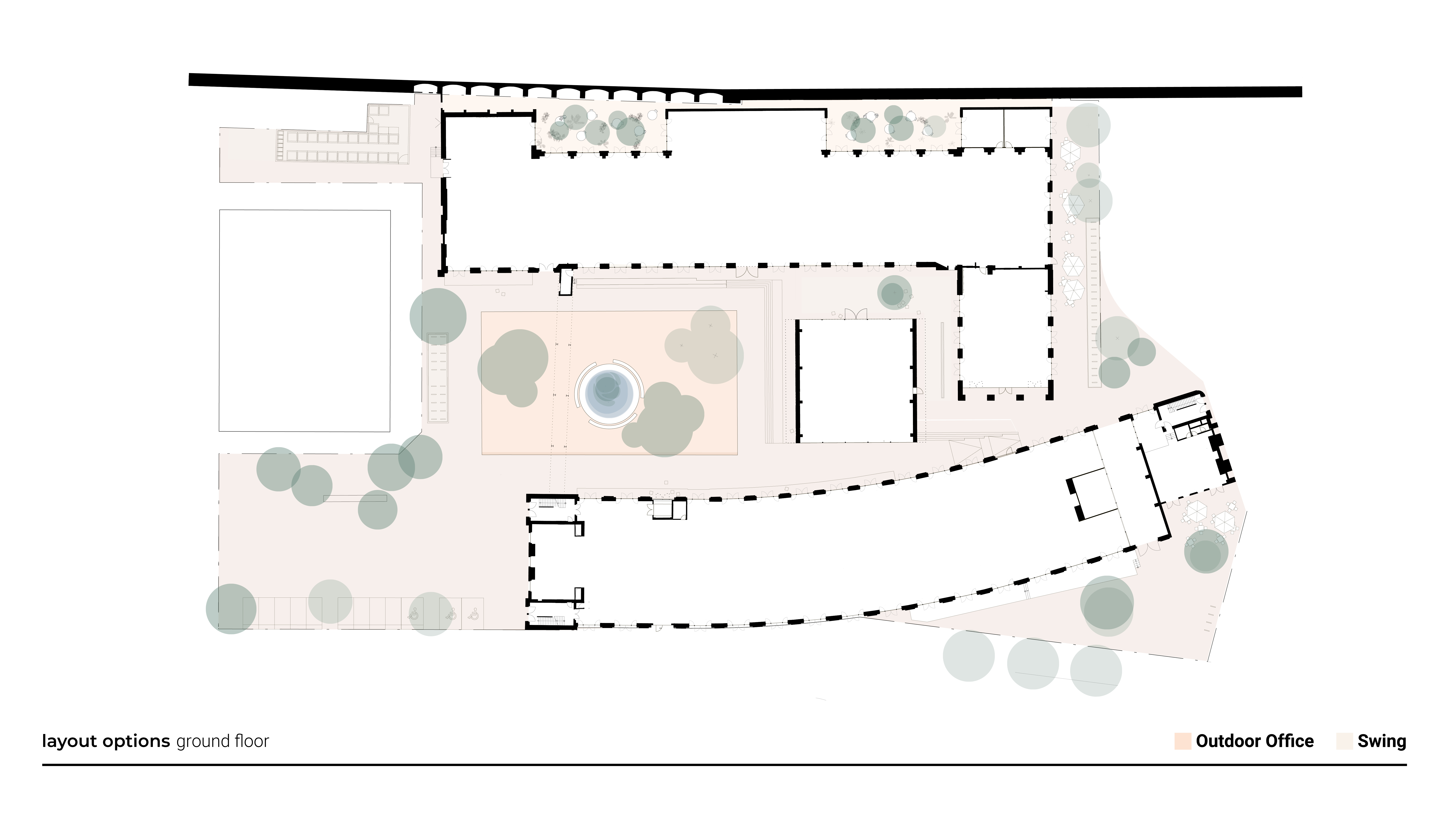 Floor plan of the outdoor office at Postbahnhof